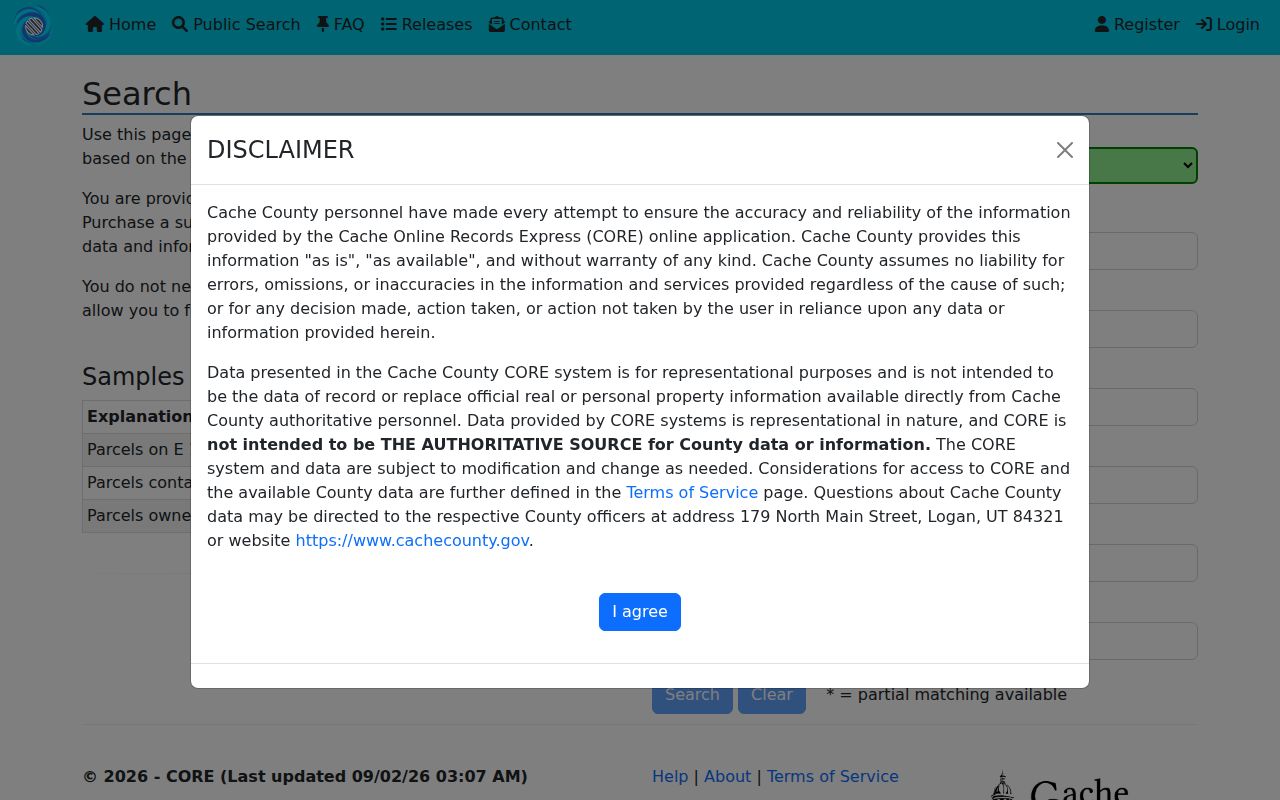 Logan residents directory Cache CORE public parcel search
