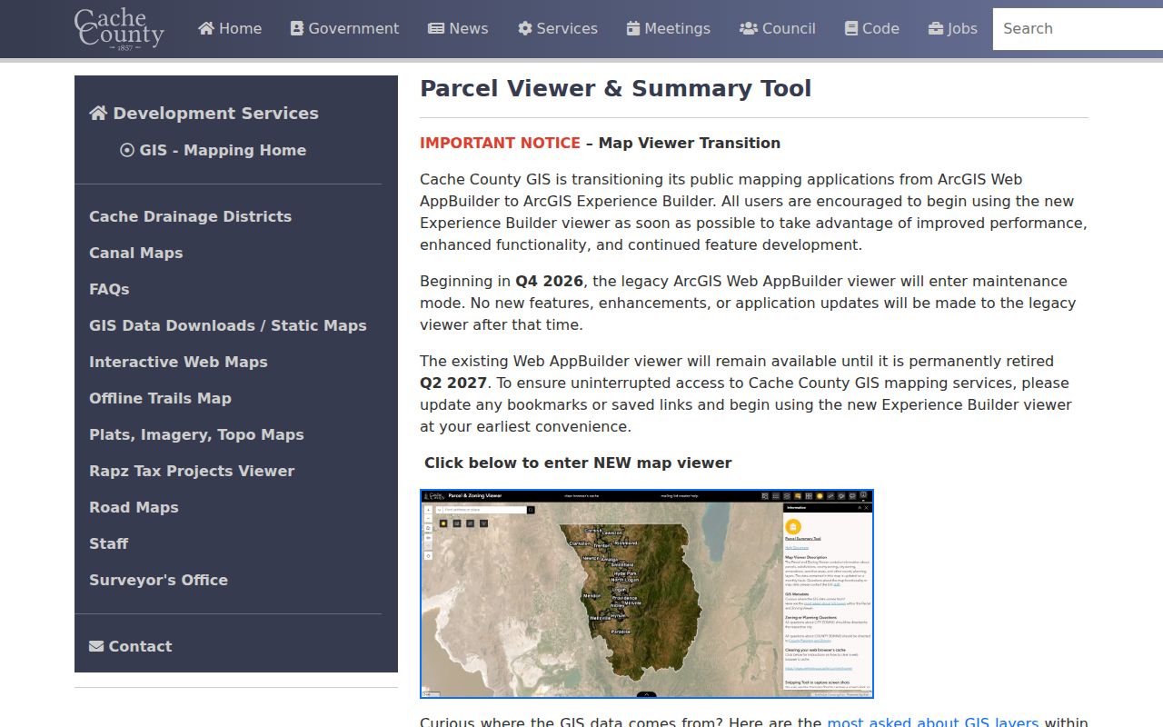 Logan residents directory Cache GIS parcel viewer transition