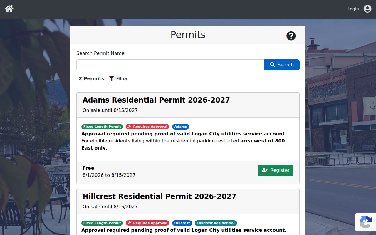 Logan neighbors city permit transaction portal