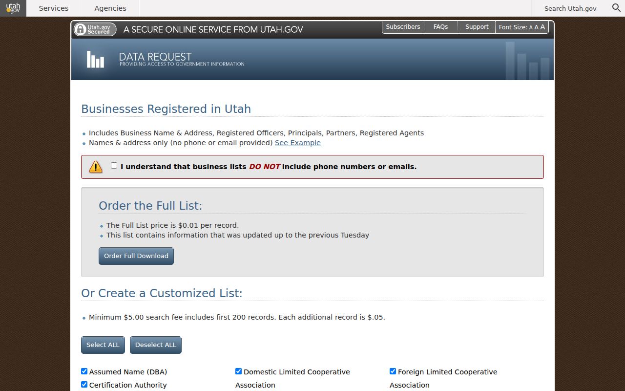 Logan neighbors Utah business list filters